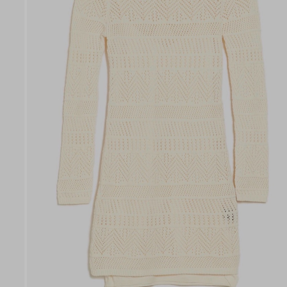 rag & bone Cream Crochet Long Sleeve Knit Dress